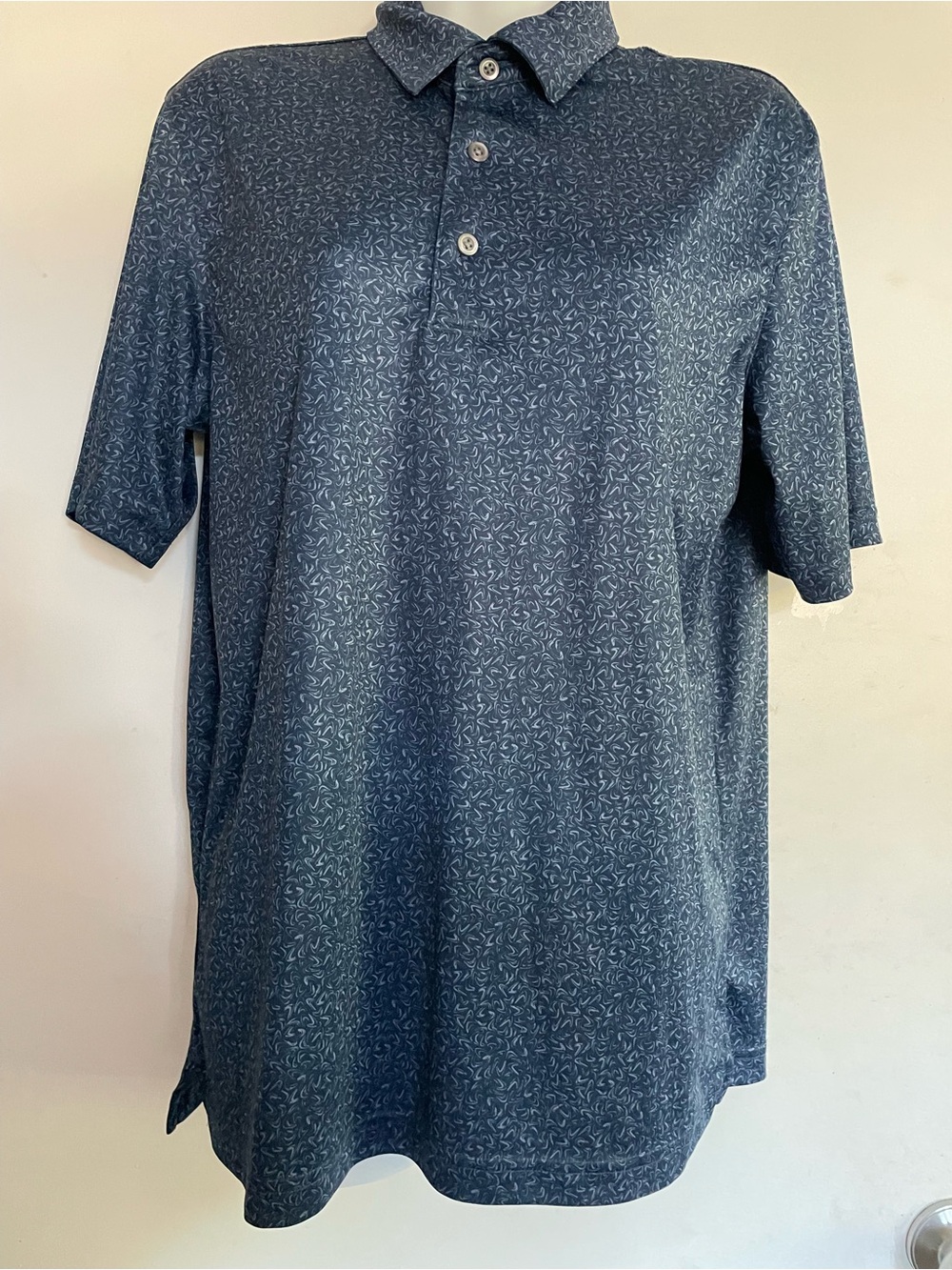 Greg Norman Collection Blue Patterned Short-Sleeve Polo